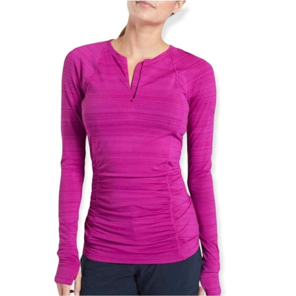 Athleta Pacifica UPF 50 Pink 1/2 Zip Long Sleeve Pullover Workout Top Sz XS